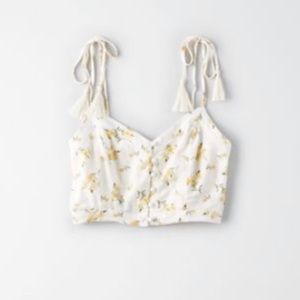 AE Botton Front Floral Crop Top NWT